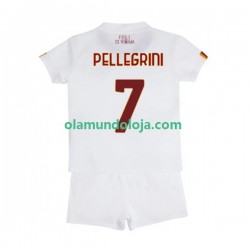 Camisola AS Roma Lorenzo Pellegrini 7 Criança Equipamento Segundo 2022-2023 Manga Curta